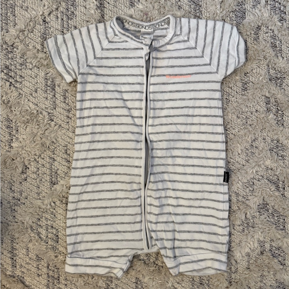 4 for $40 - Bonds White and Gray Striped Kids Bodysuit